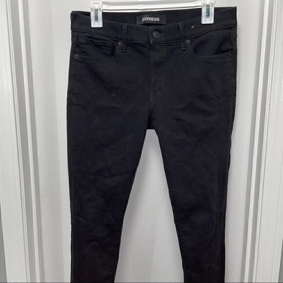 Express Jeans Mid-Rise Legging Skinny Leg Stretch Raw Fray Hem Distressed Hem - Picture 4 of 9